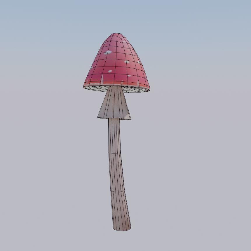 Stylized Red Mushroom Low-poly 3D model_5