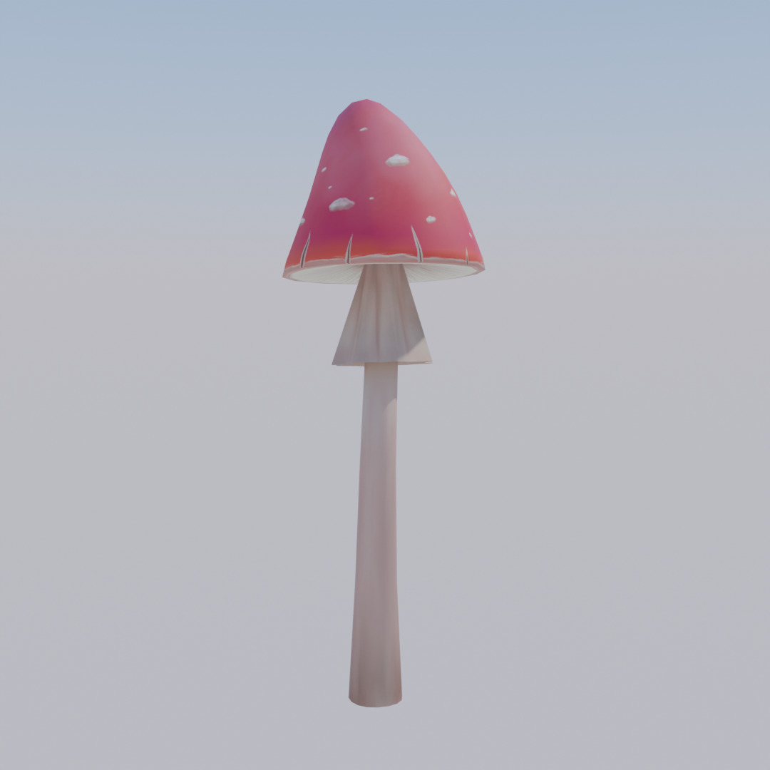 Stylized Red Mushroom Low-poly 3D model_2