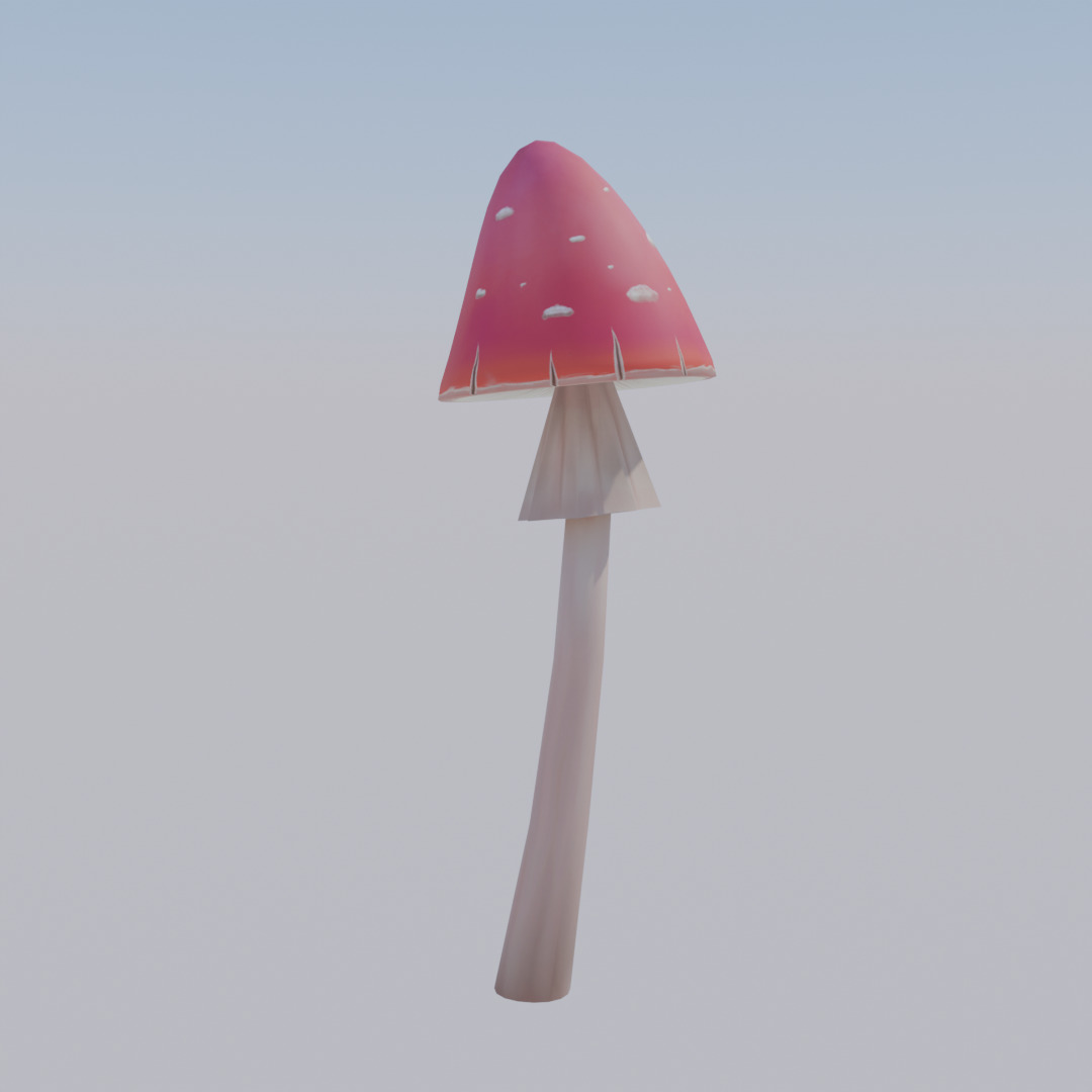 Stylized Red Mushroom Low-poly 3D model_1