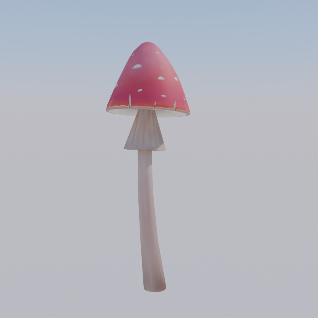 Stylized Red Mushroom Low-poly 3D model_3