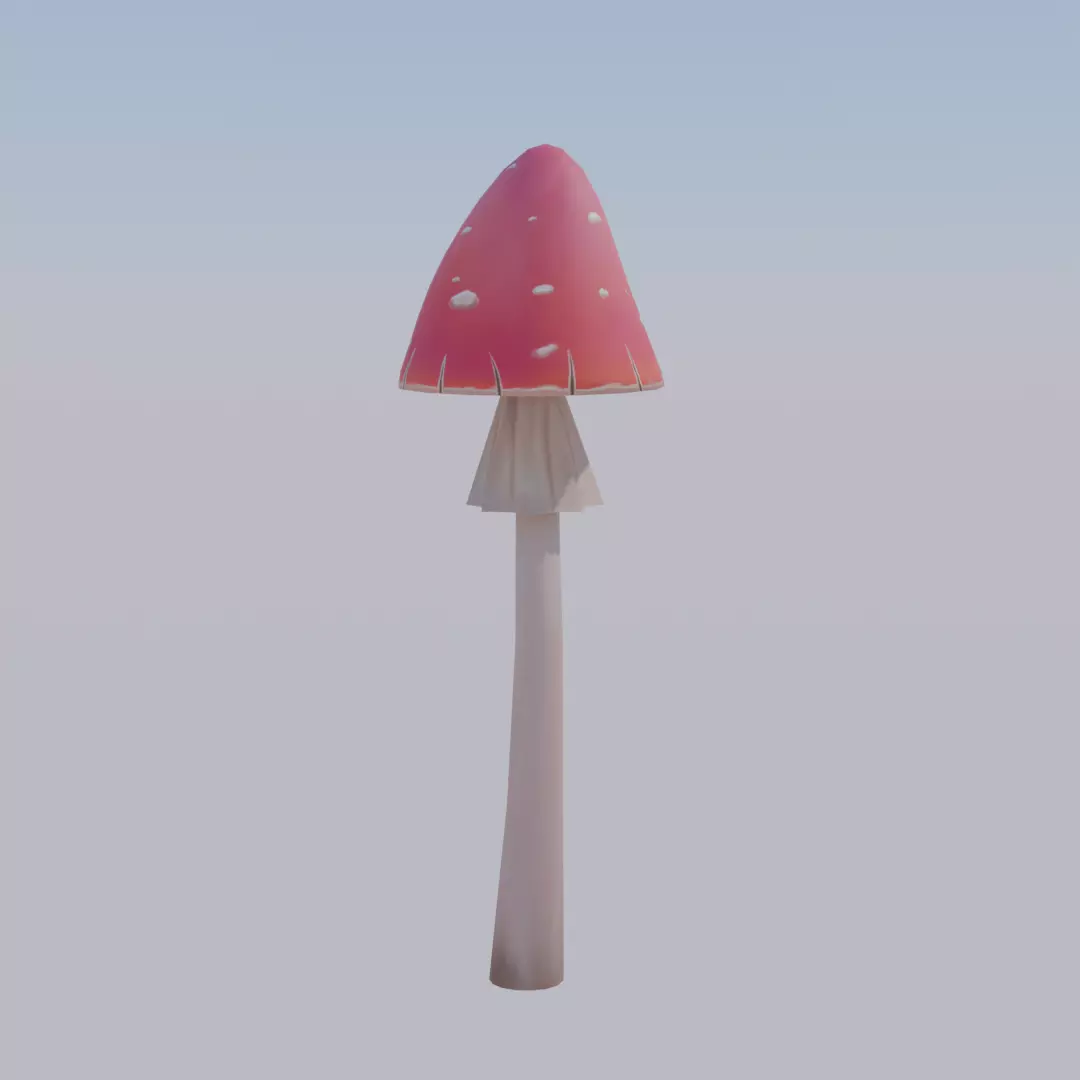 Stylized Red Mushroom Low-poly 3D model_0