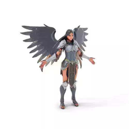 Angel Warrior Rigged and Animated D Character Model Low-poly 3D model