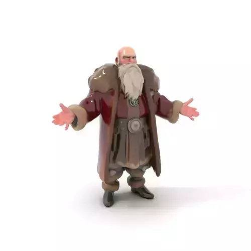 Elder FurClad Mystic Rigged and Animated D Character Model