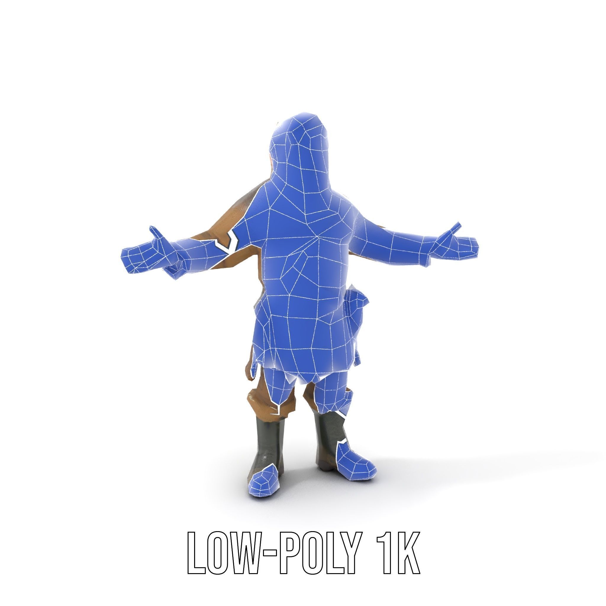 Bearded Adventurer Man Rigged and Animated Low-poly 3D model_23