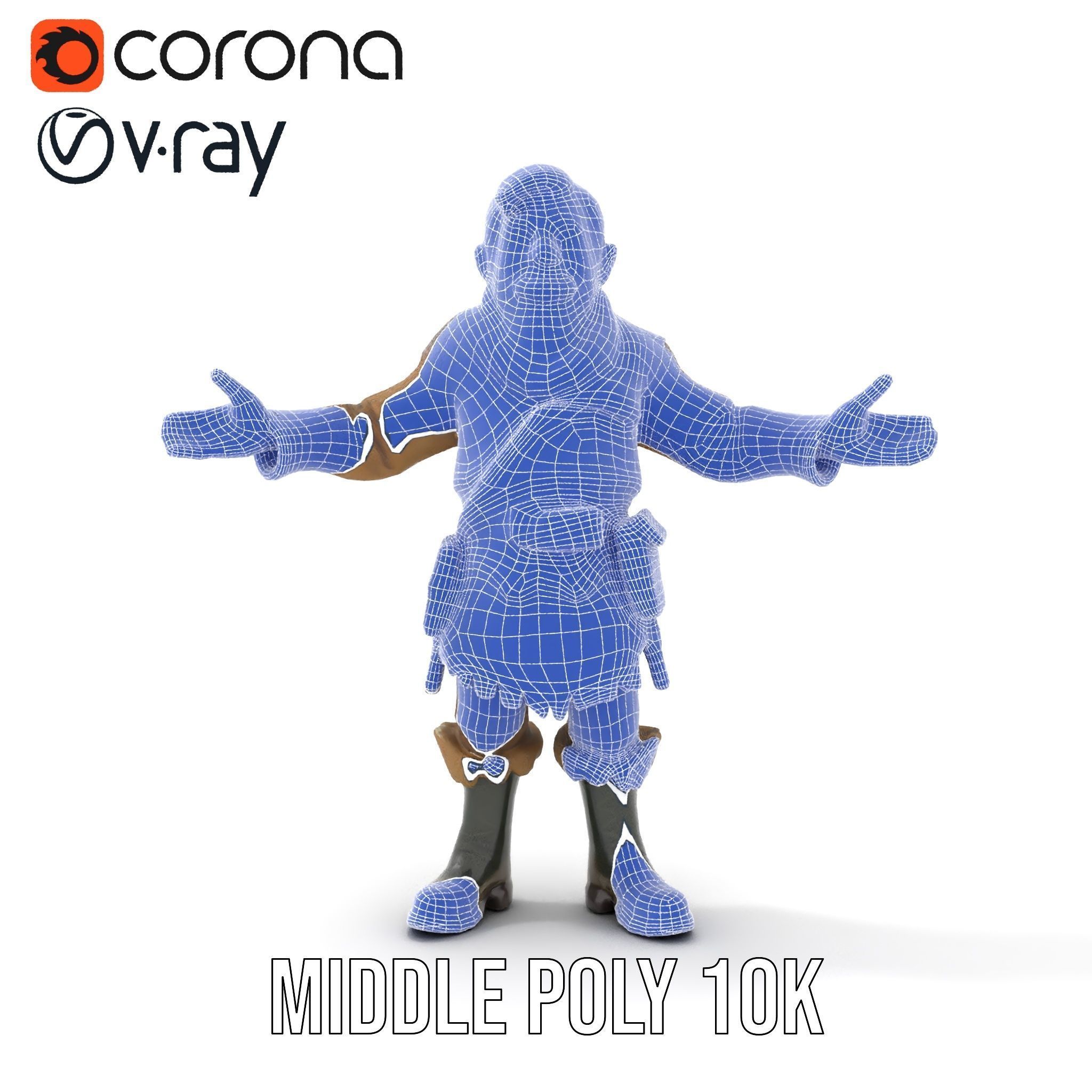 Bearded Adventurer Man Rigged and Animated Low-poly 3D model_30