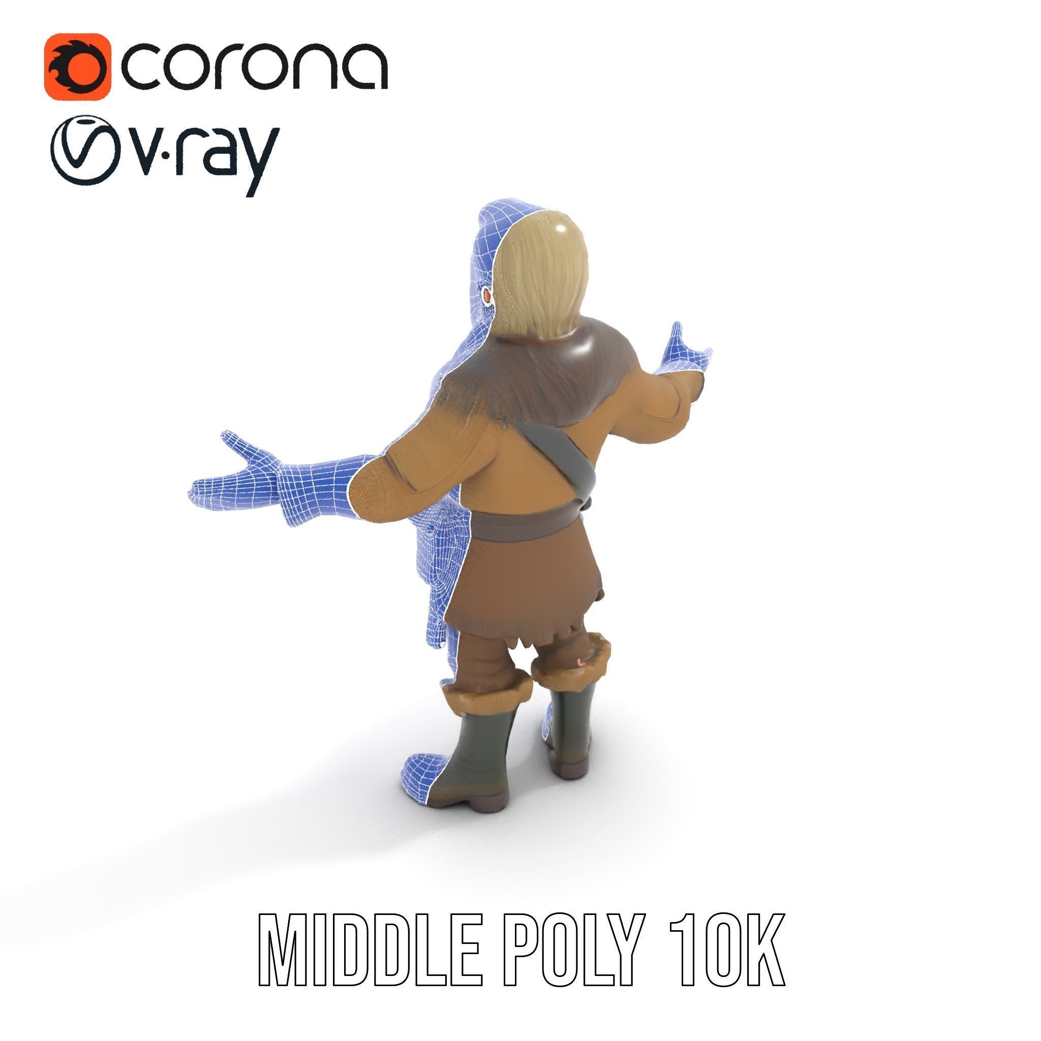Bearded Adventurer Man Rigged and Animated Low-poly 3D model_19
