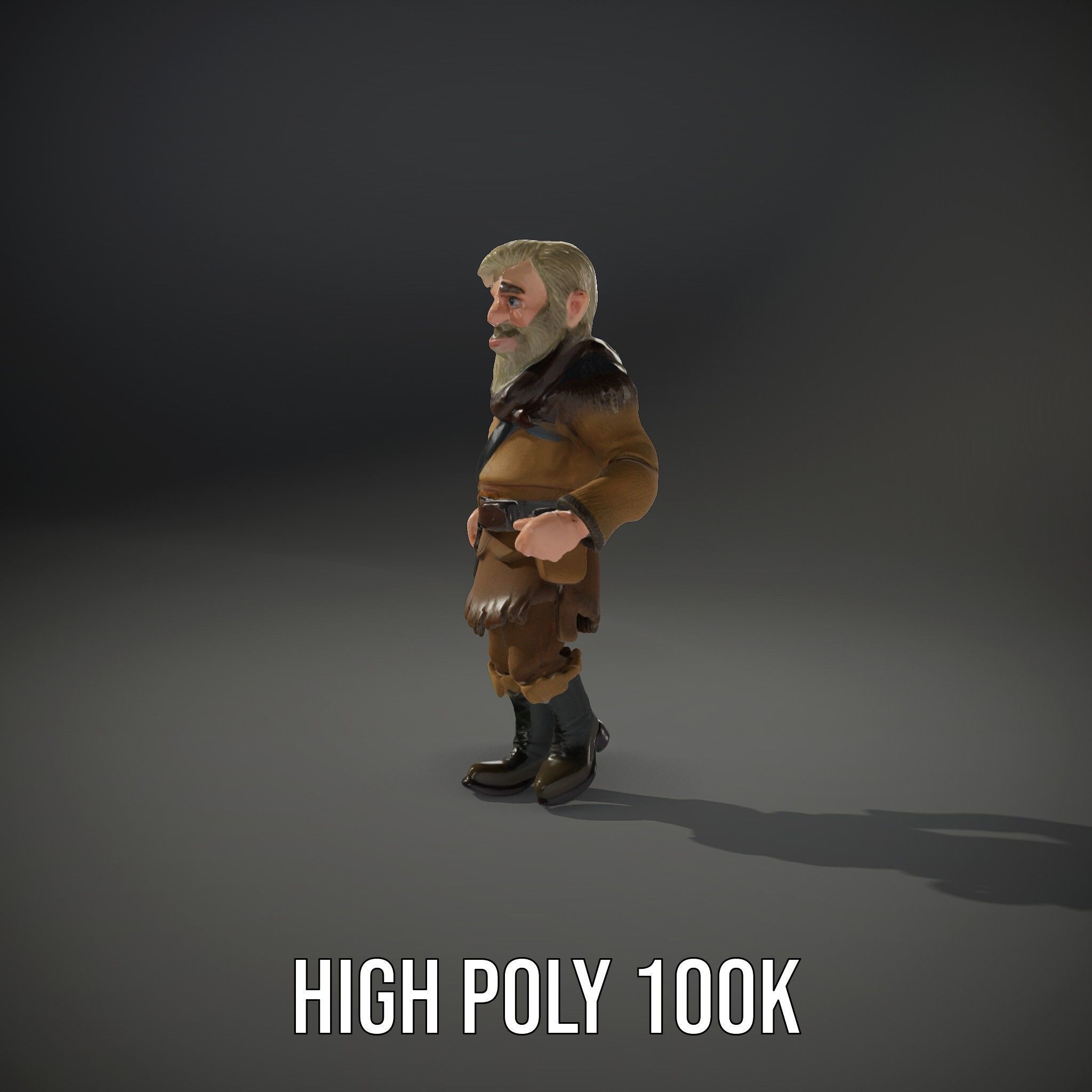 Bearded Adventurer Man Rigged and Animated Low-poly 3D model_16