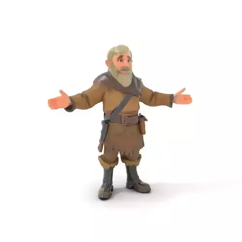 Bearded Adventurer Man Rigged and Animated