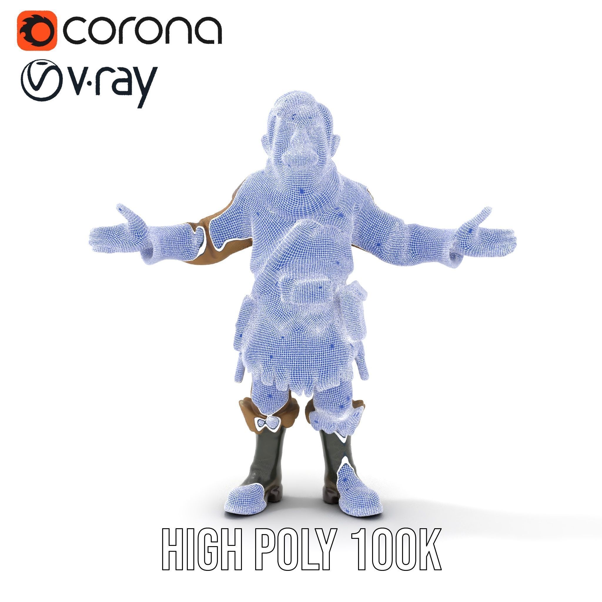 Bearded Adventurer Man Rigged and Animated Low-poly 3D model_36