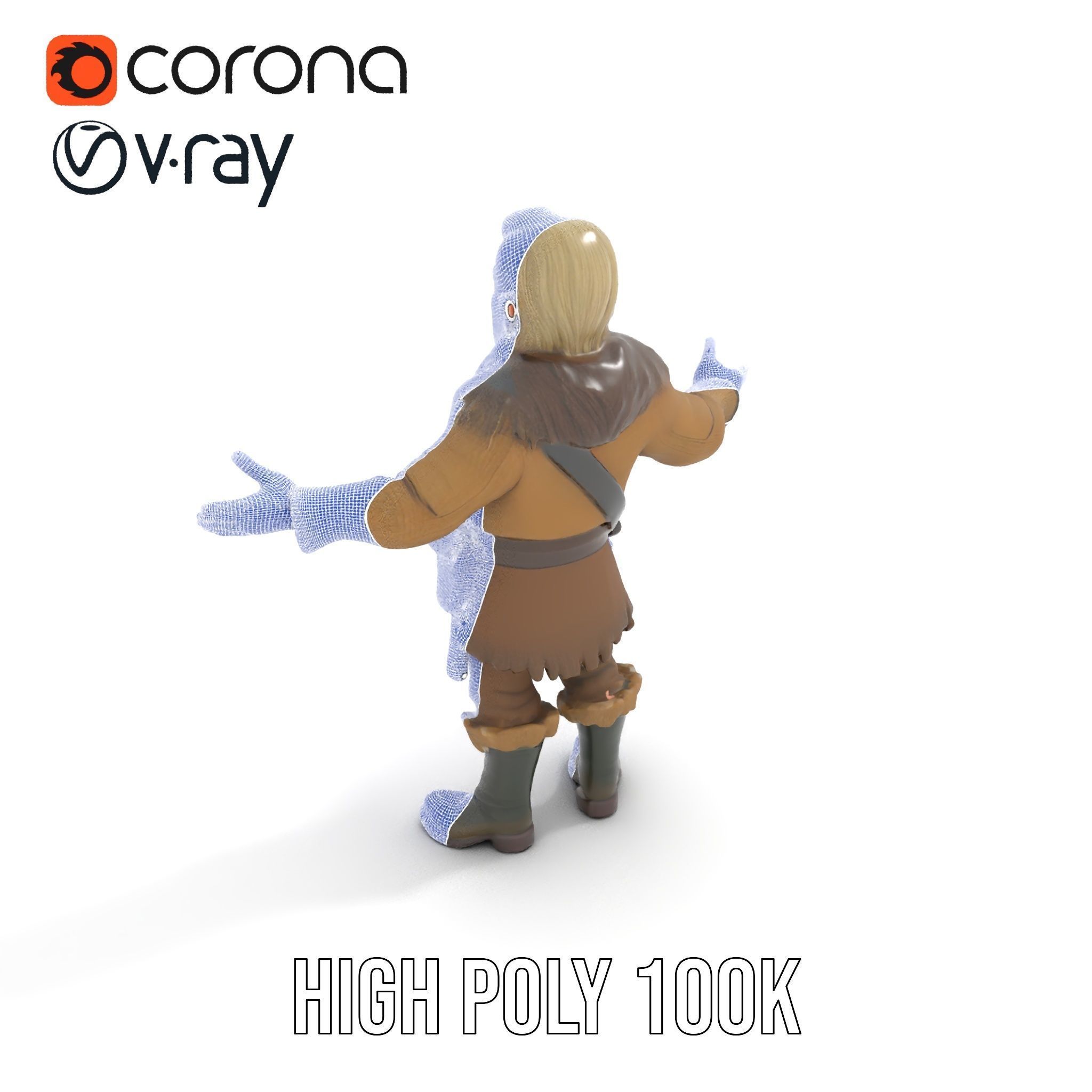 Bearded Adventurer Man Rigged and Animated Low-poly 3D model_32