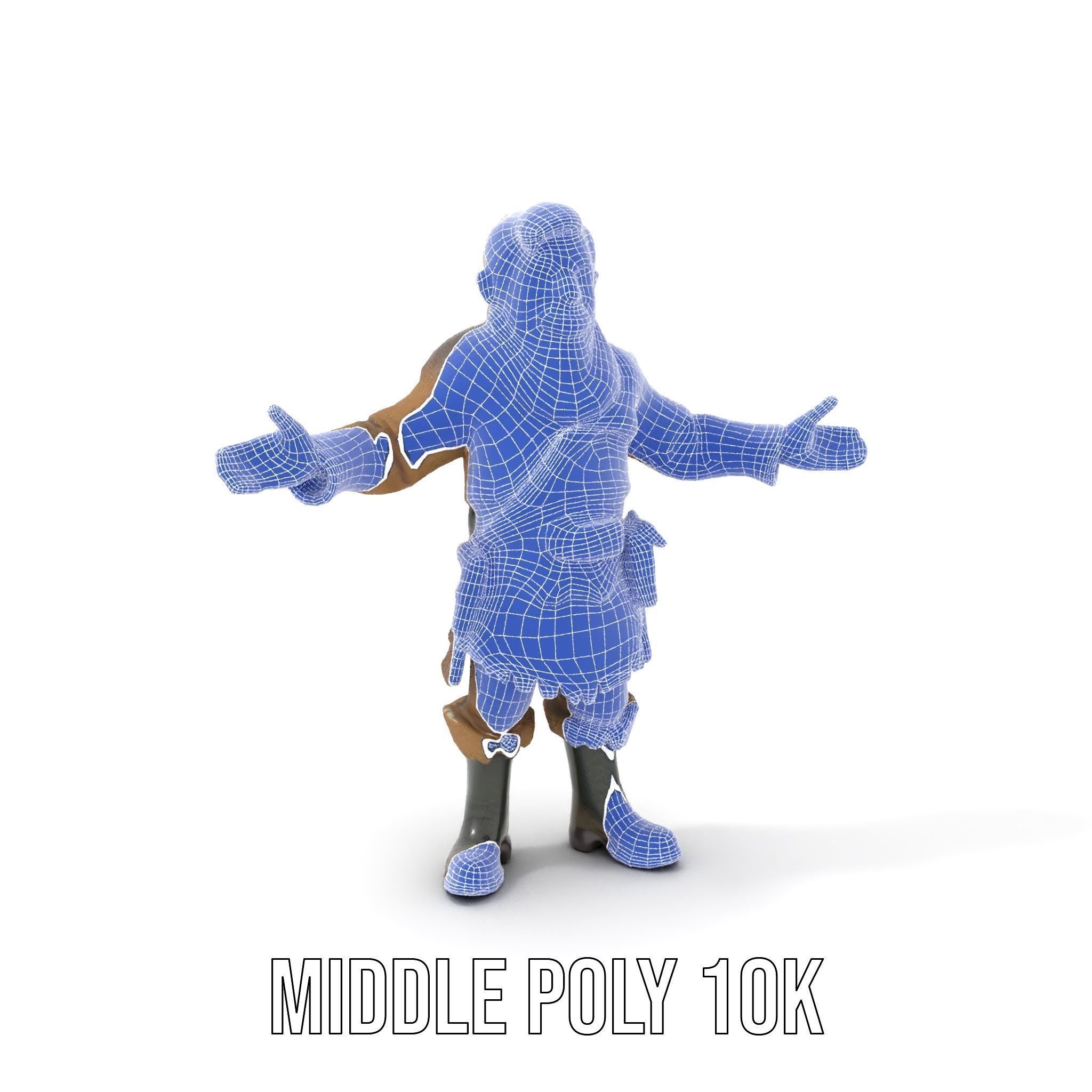 Bearded Adventurer Man Rigged and Animated Low-poly 3D model_11