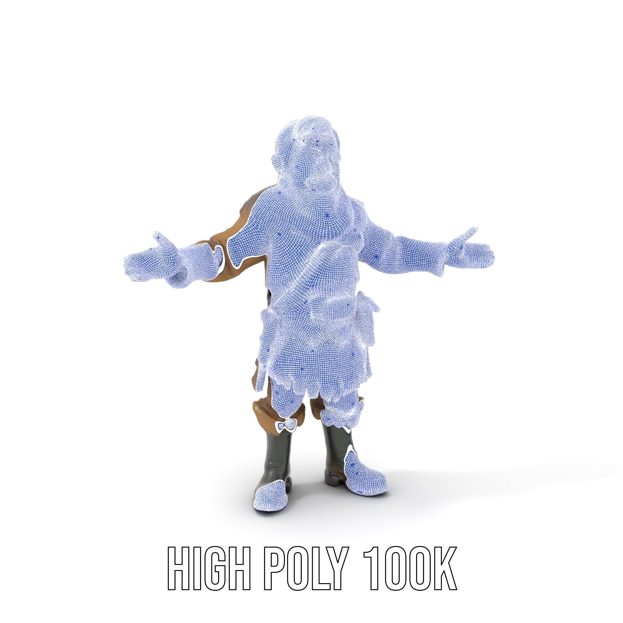 Bearded Adventurer Man Rigged and Animated Low-poly 3D model_5