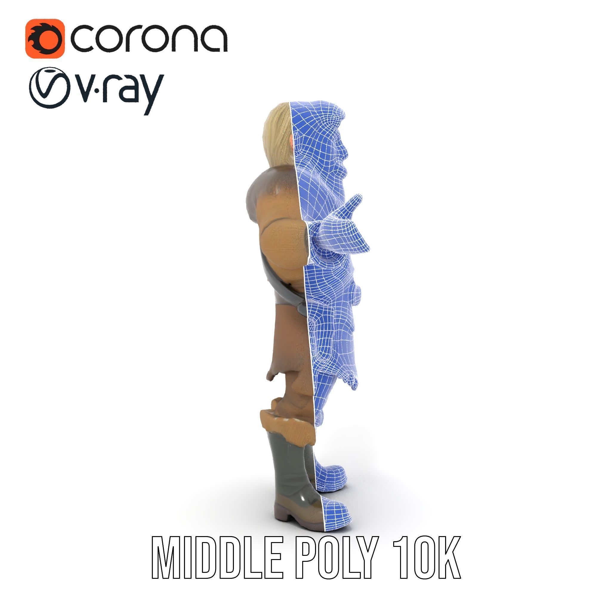 Bearded Adventurer Man Rigged and Animated Low-poly 3D model_35