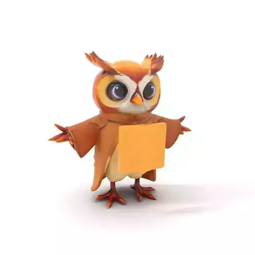 Wise Owl Character Model  Rigged and Animated with PBR Textures