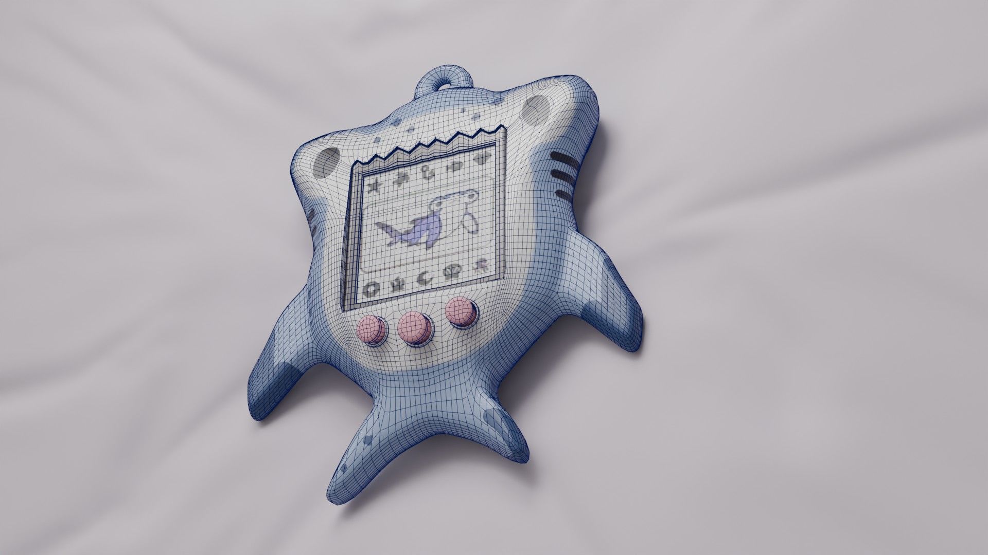 Tamagotchi Hammerhead Shark Cute Toy Low-poly 3D model_16