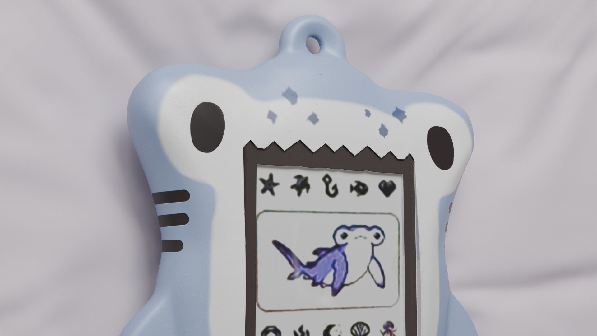 Tamagotchi Hammerhead Shark Cute Toy Low-poly 3D model_8