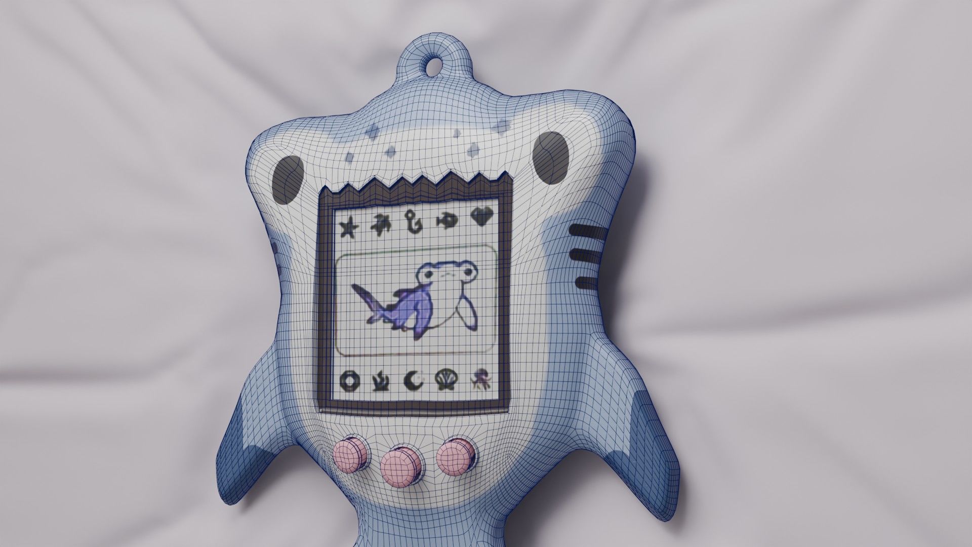 Tamagotchi Hammerhead Shark Cute Toy Low-poly 3D model_13