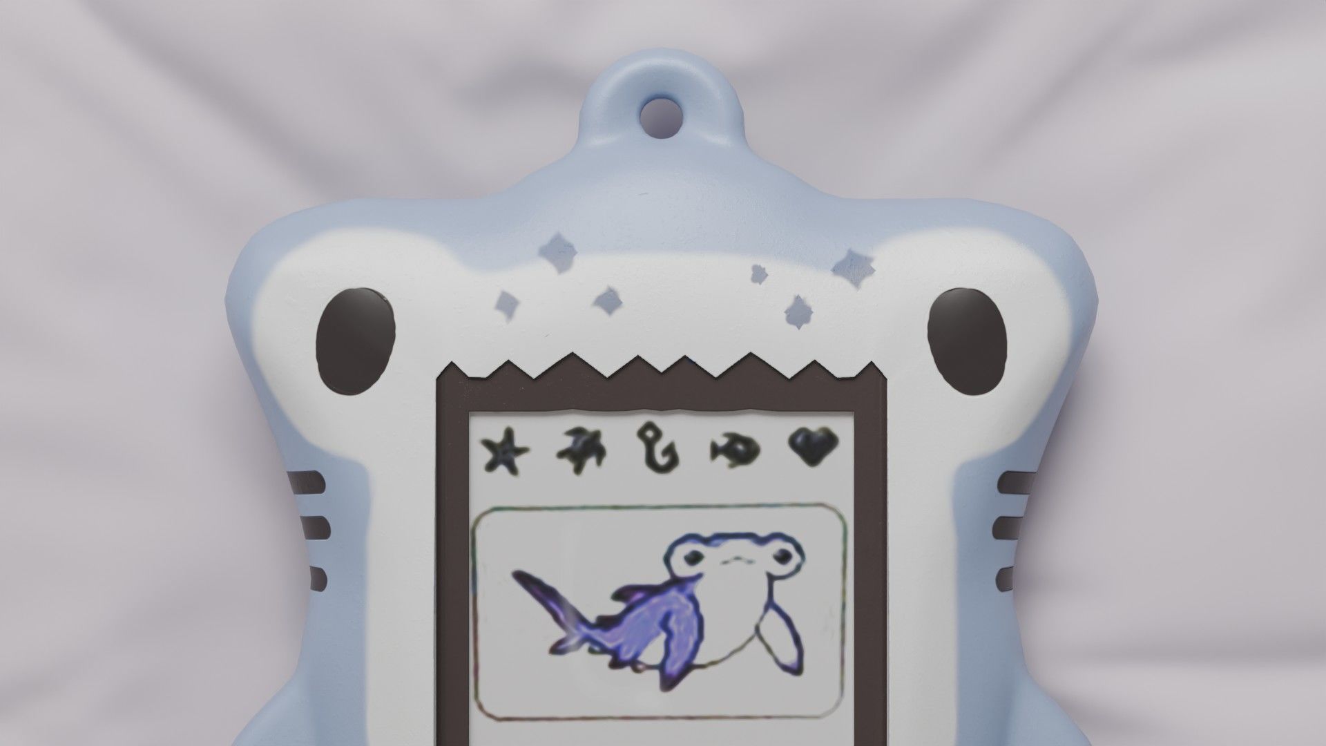 Tamagotchi Hammerhead Shark Cute Toy Low-poly 3D model_9