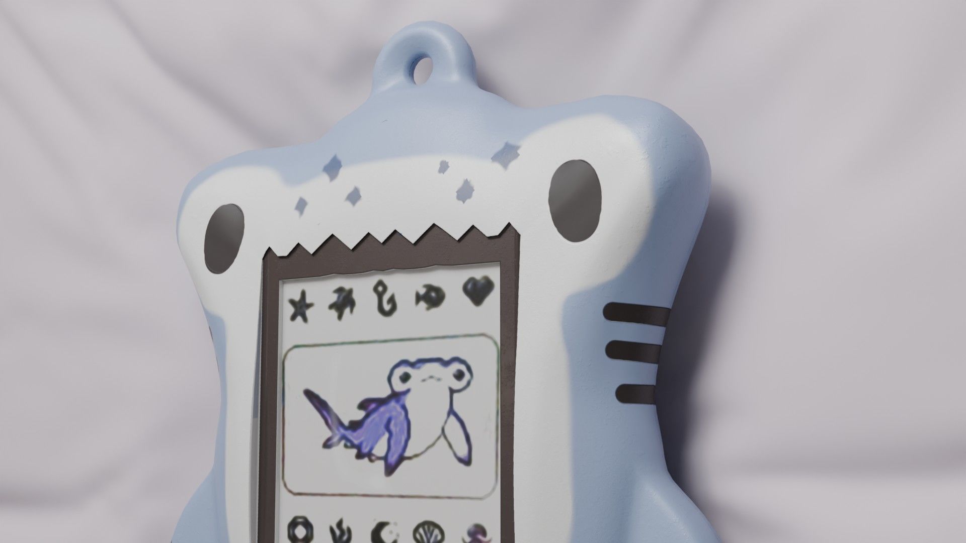 Tamagotchi Hammerhead Shark Cute Toy Low-poly 3D model_10