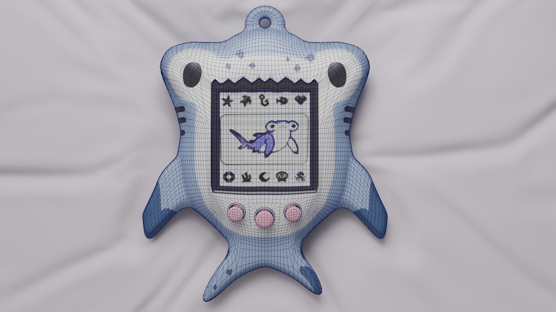 Tamagotchi Hammerhead Shark Cute Toy Low-poly 3D model_15