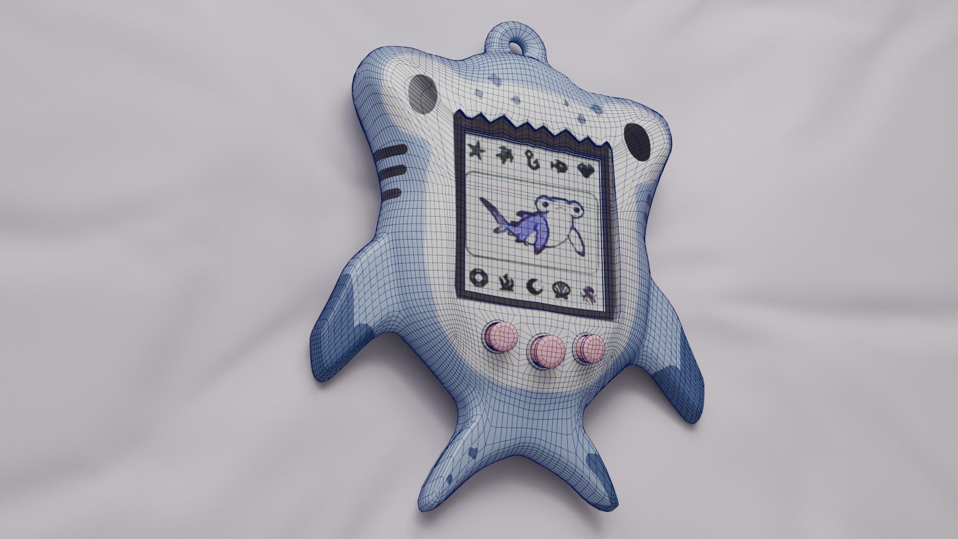 Tamagotchi Hammerhead Shark Cute Toy Low-poly 3D model_14