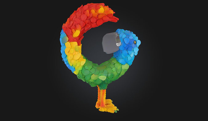 Colorful Parrot Circle  Vibrant Bird Arrangement 3D model