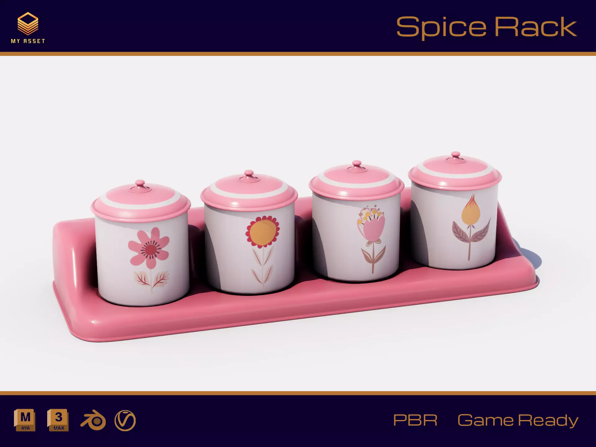 Spice Rack Low-poly 3D model_0