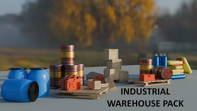 industrial warehouse pack 3D model