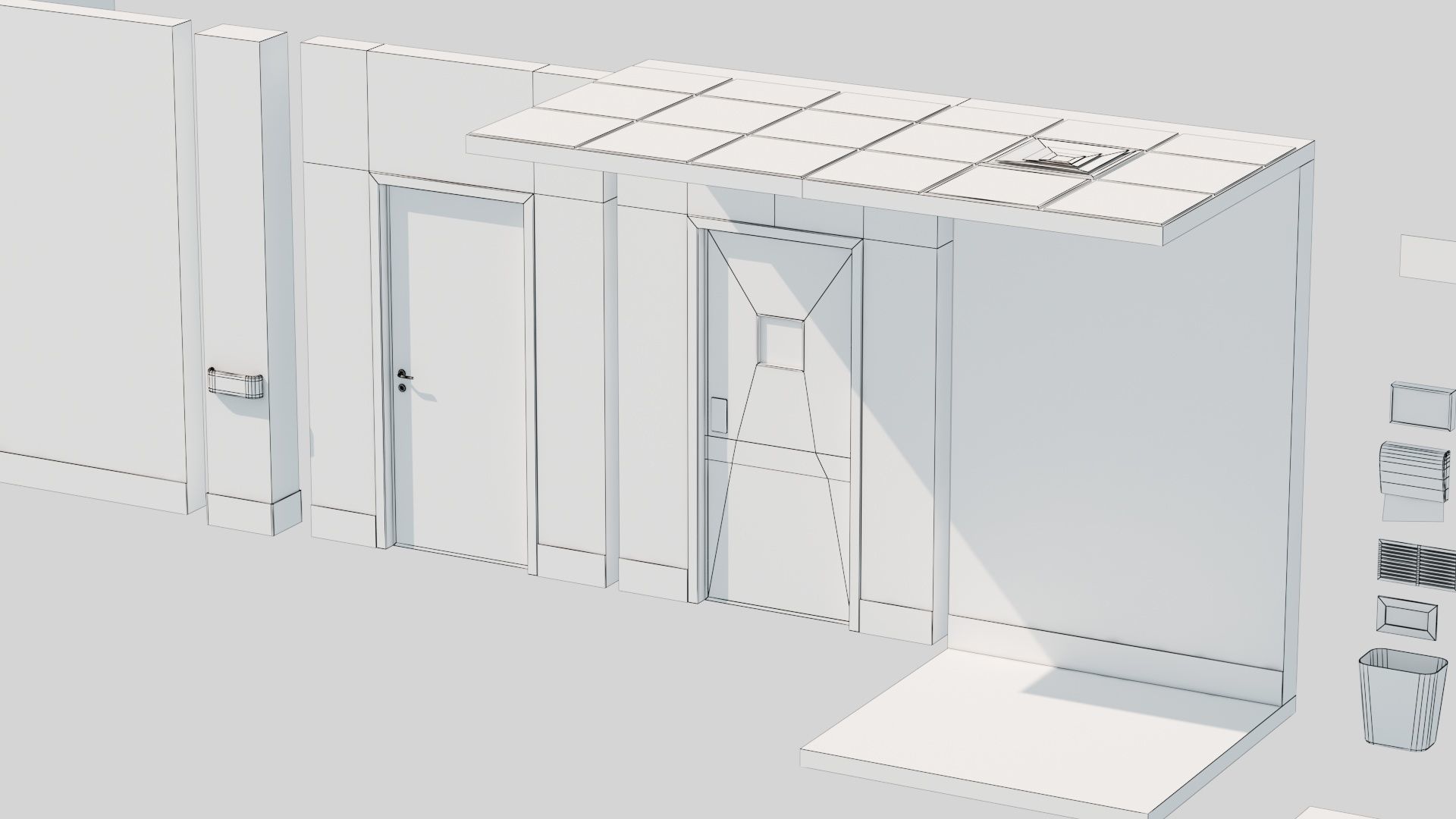 Modular Hospital Corridor Kit Low-poly 3D model_23