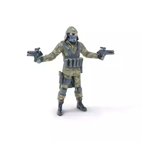 Camouflage Soldier Rigged and Animated Character Model