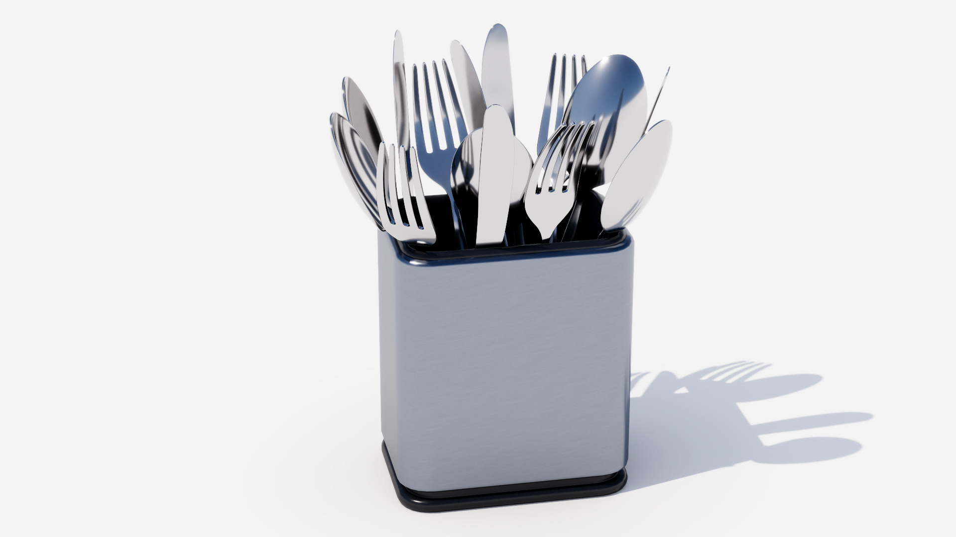 Steel cutlery holder Low-poly 3D model_1
