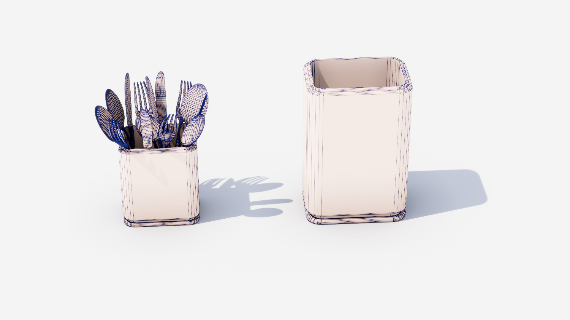 Steel cutlery holder Low-poly 3D model_6