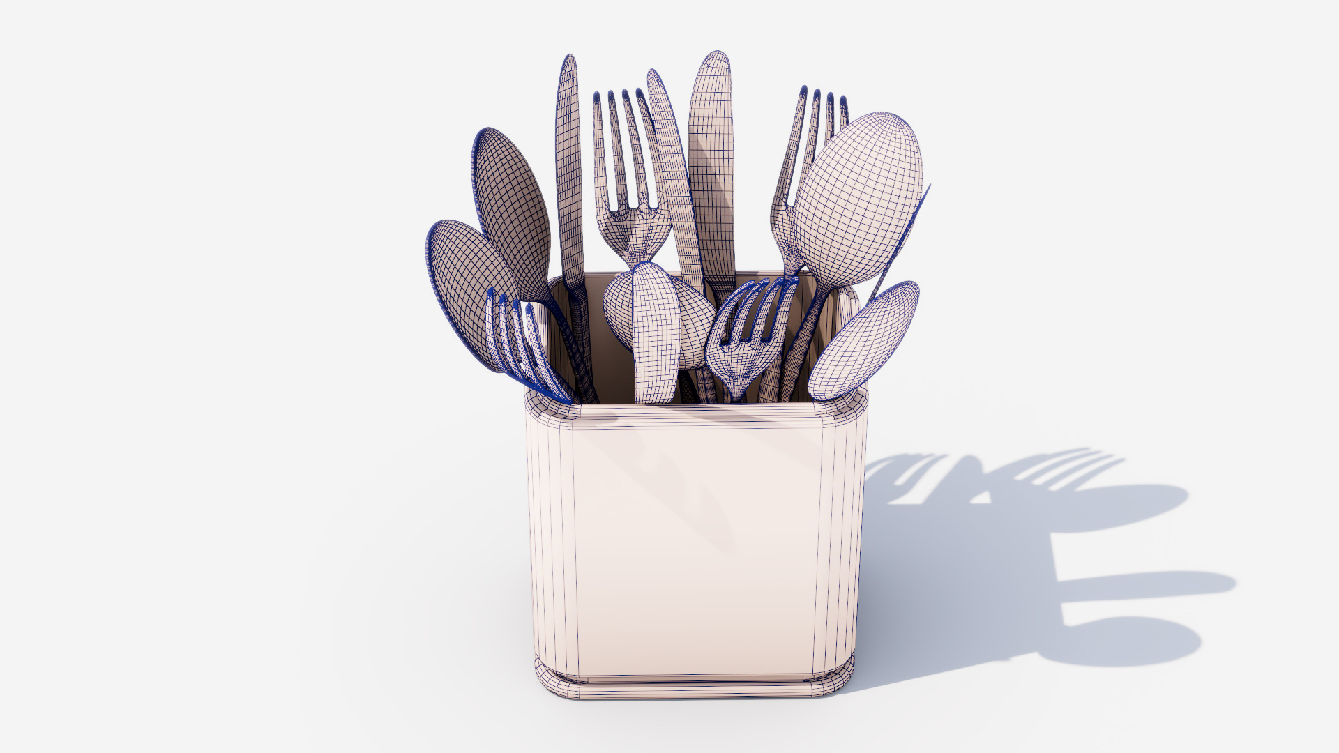 Steel cutlery holder Low-poly 3D model_7