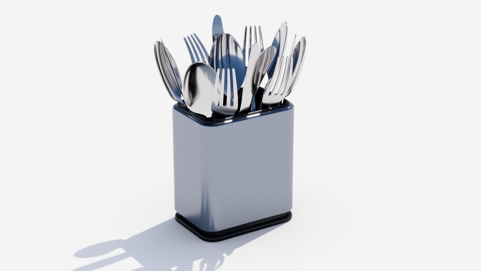 Steel cutlery holder Low-poly 3D model_3