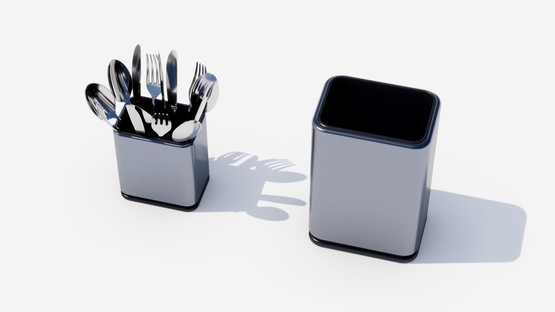 Steel cutlery holder Low-poly 3D model_5