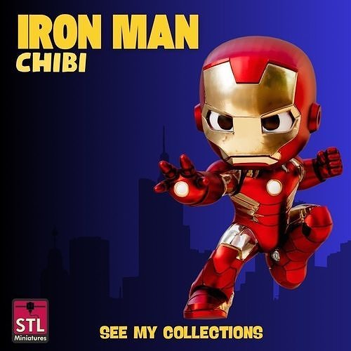 Chibi Iron Blast STL File Iron Man Miniature Superhero  3D print model