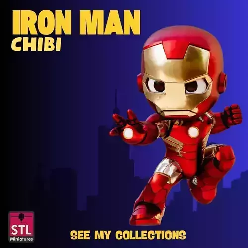 Chibi Iron Blast STL File Iron Man Miniature Superhero 