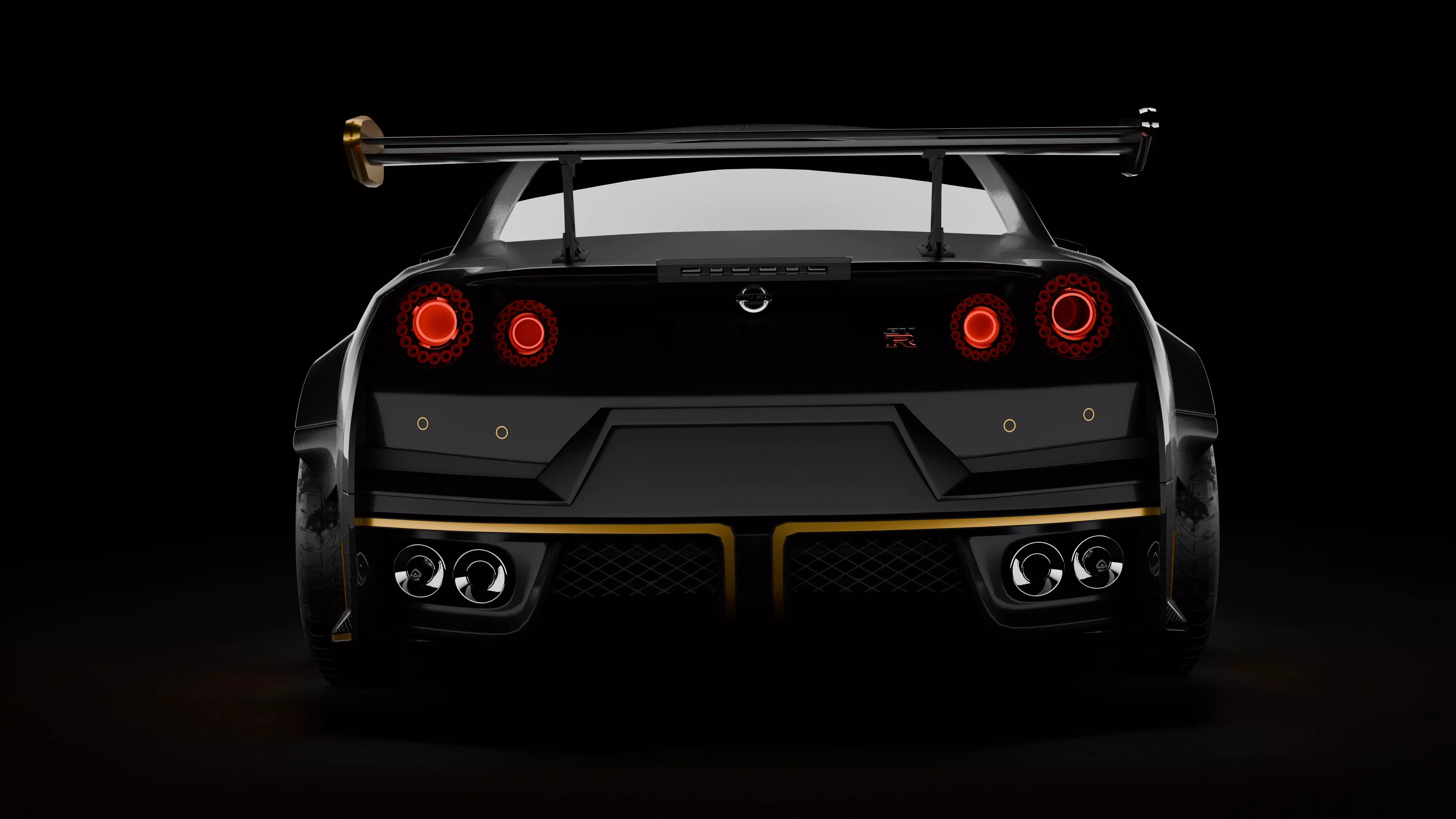 nissan GTR Low-poly 3D model_0