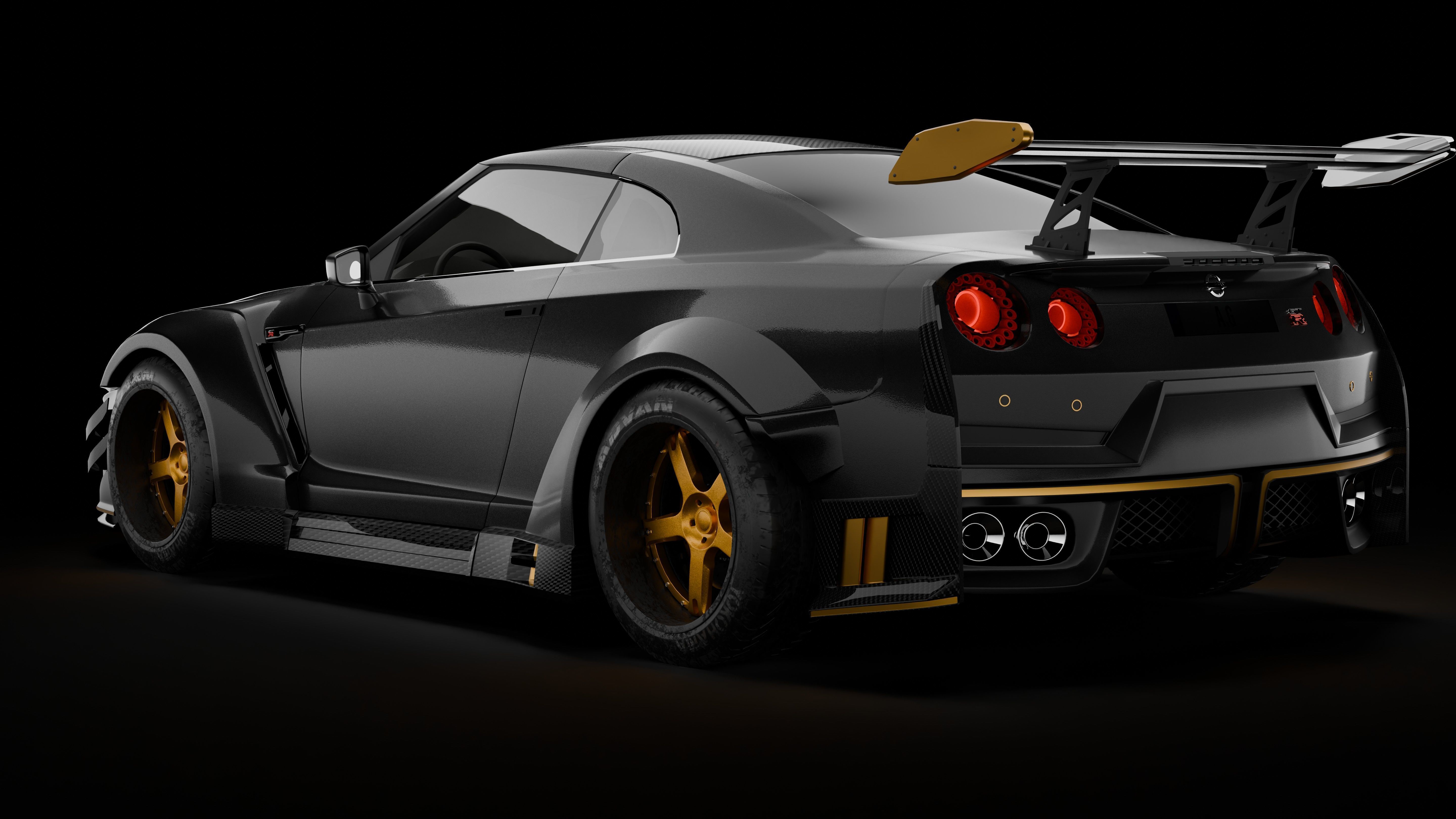nissan GTR Low-poly 3D model_4