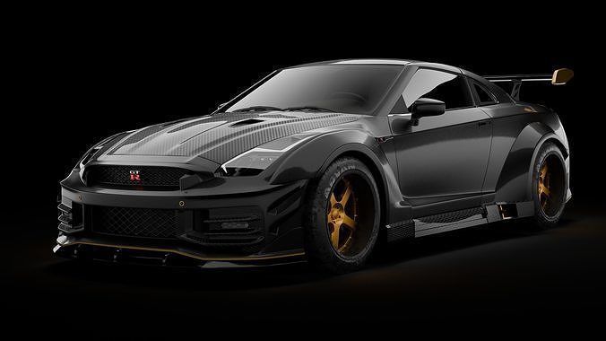 nissan GTR Low-poly 3D model_1