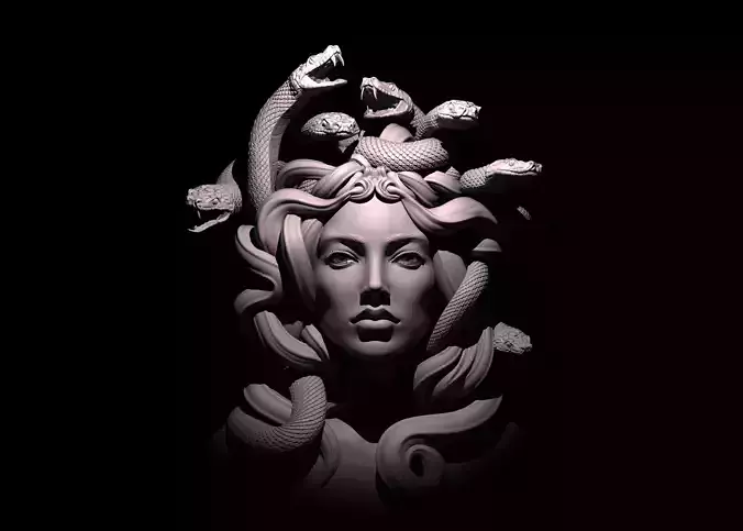 Medusa s Gaze Sculpted Jewelry Medallion 3D print model
