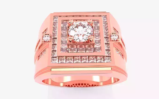 Mens Solitaire Ring 3dm stl renders details