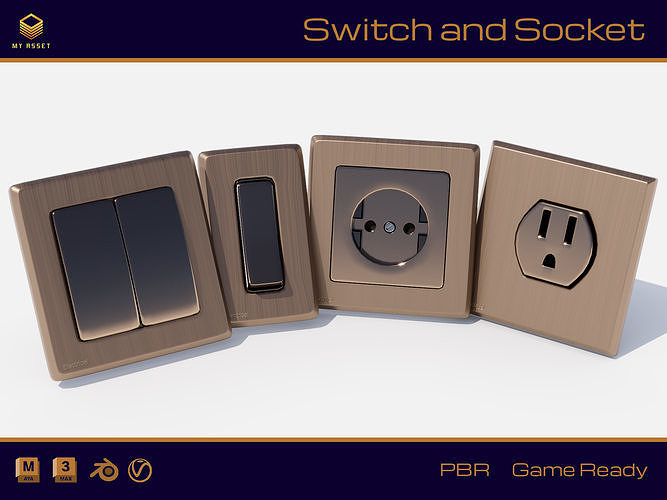 switch and socket Low-poly 3D model