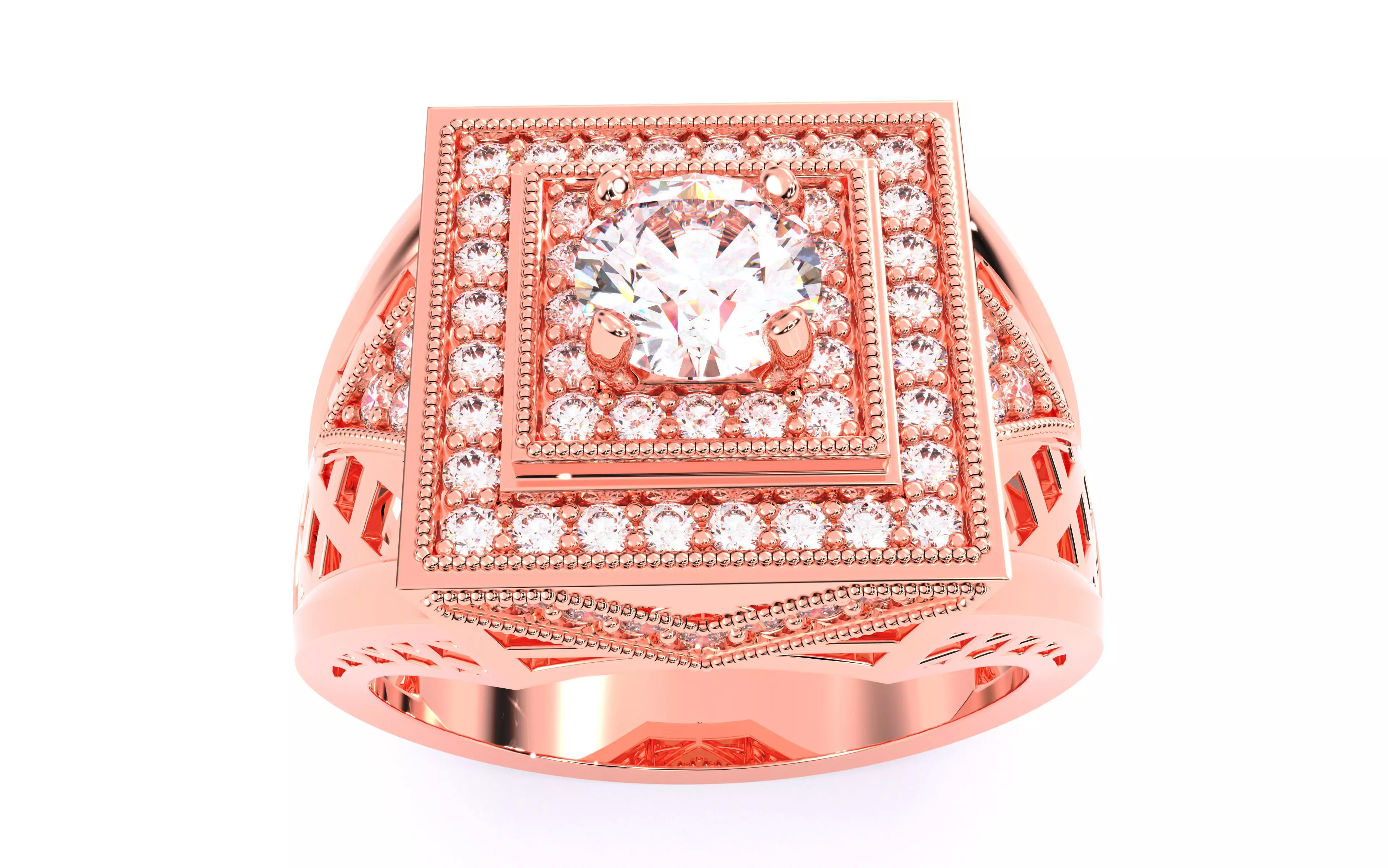 Mens Solitaire Ring 3dm stl renders details 3D print model