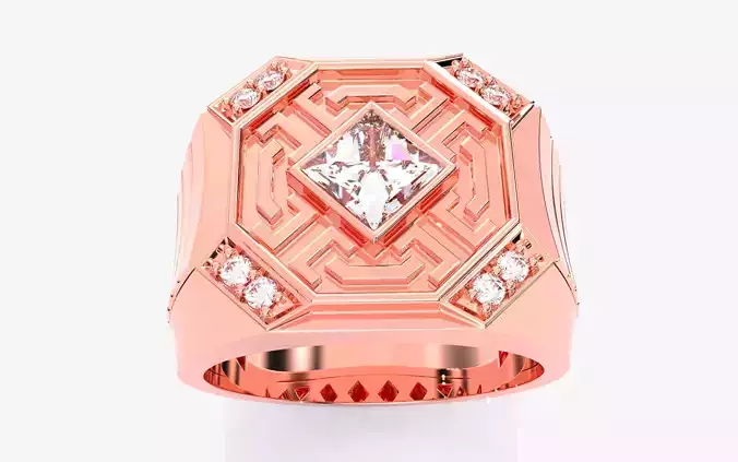 Mens Solitaire Ring 3dm stl renders details