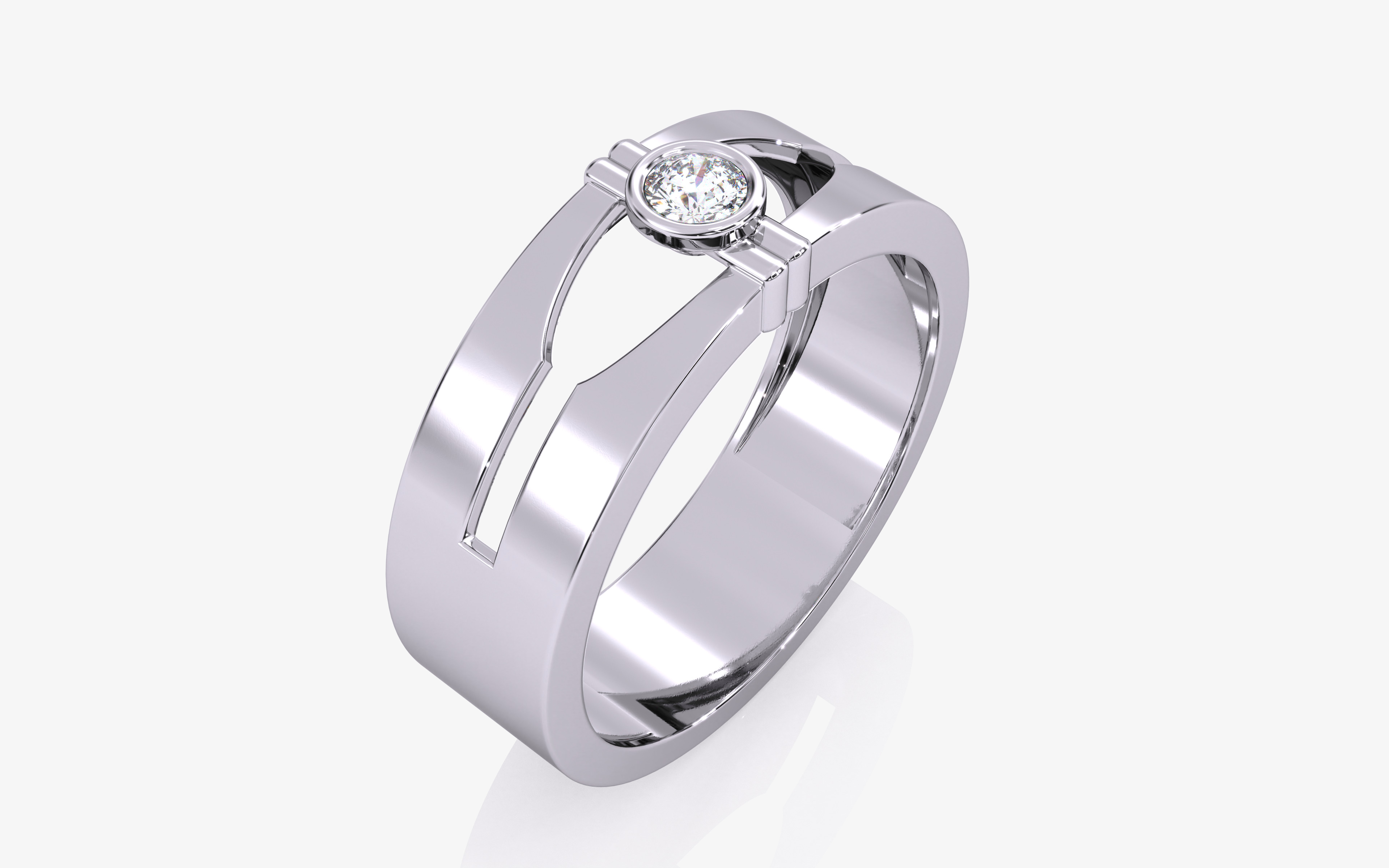 Mens Solitaire Ring 3dm stl renders details 3D print model_12