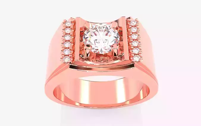 Mens Solitaire Ring 3dm stl renders details 3D print model
