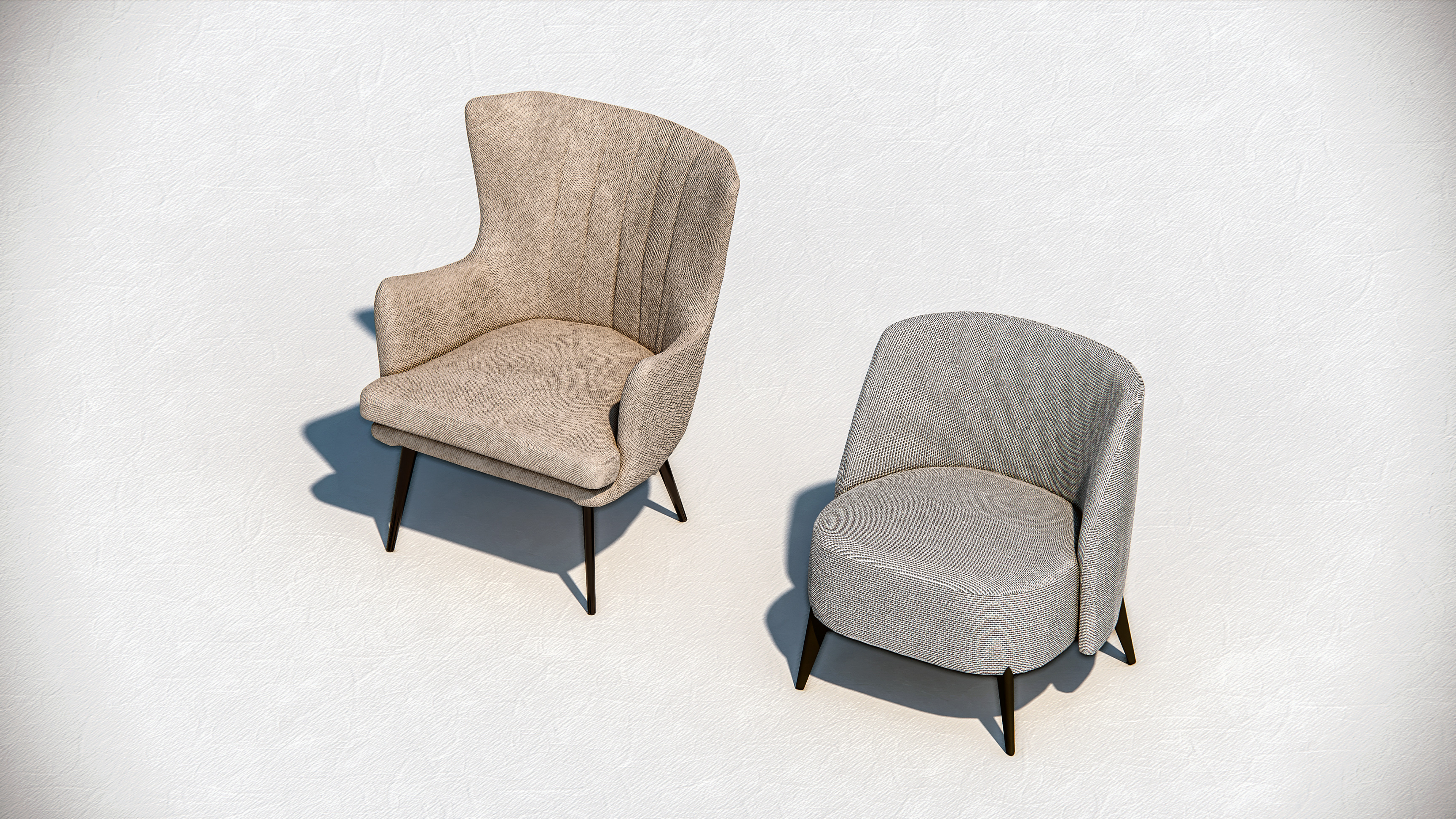 Arm chair and Sofa collection Low-poly 3D model_2