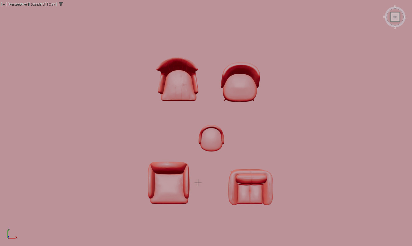 Arm chair and Sofa collection Low-poly 3D model_21