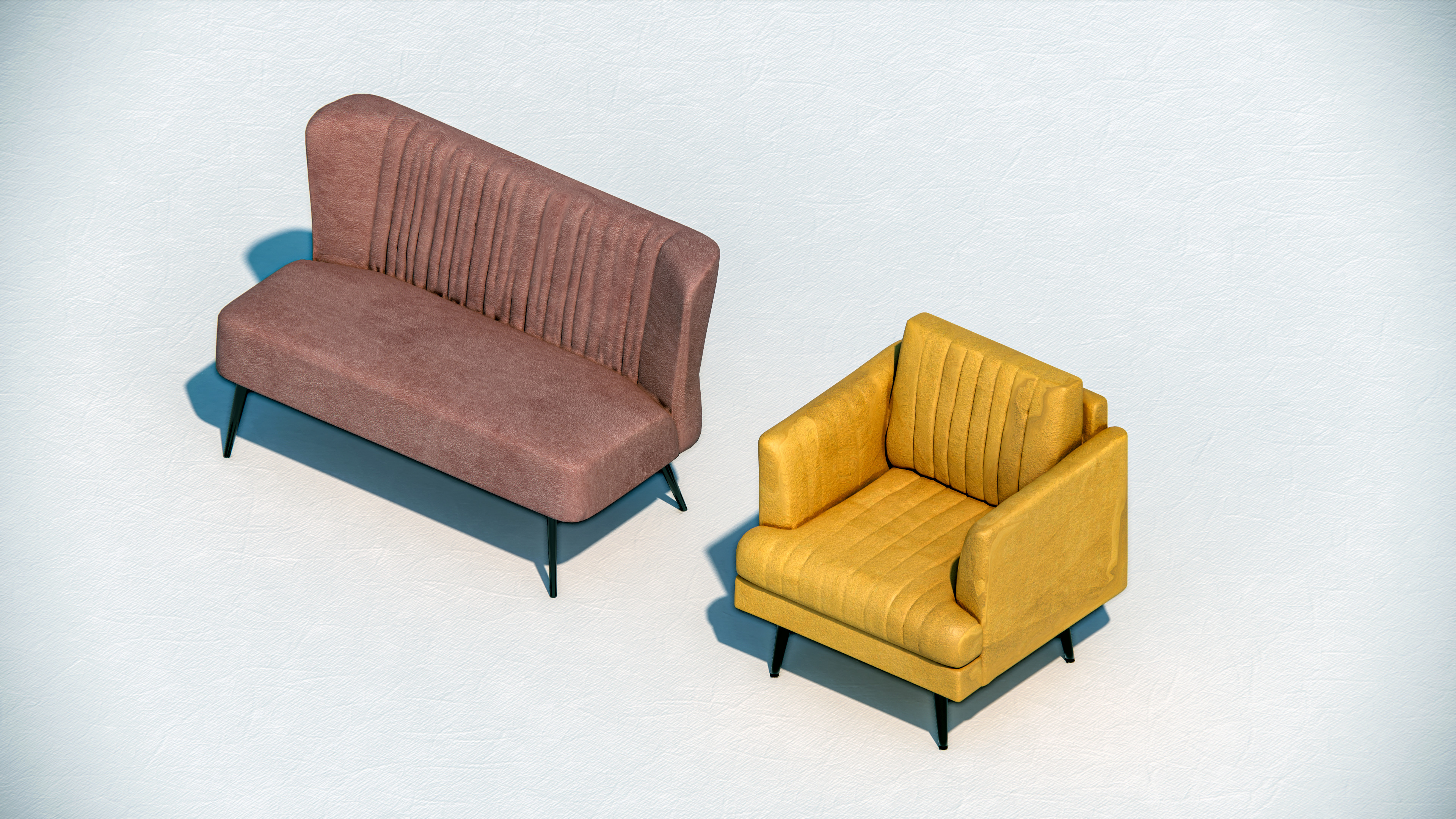Arm chair and Sofa collection Low-poly 3D model_17